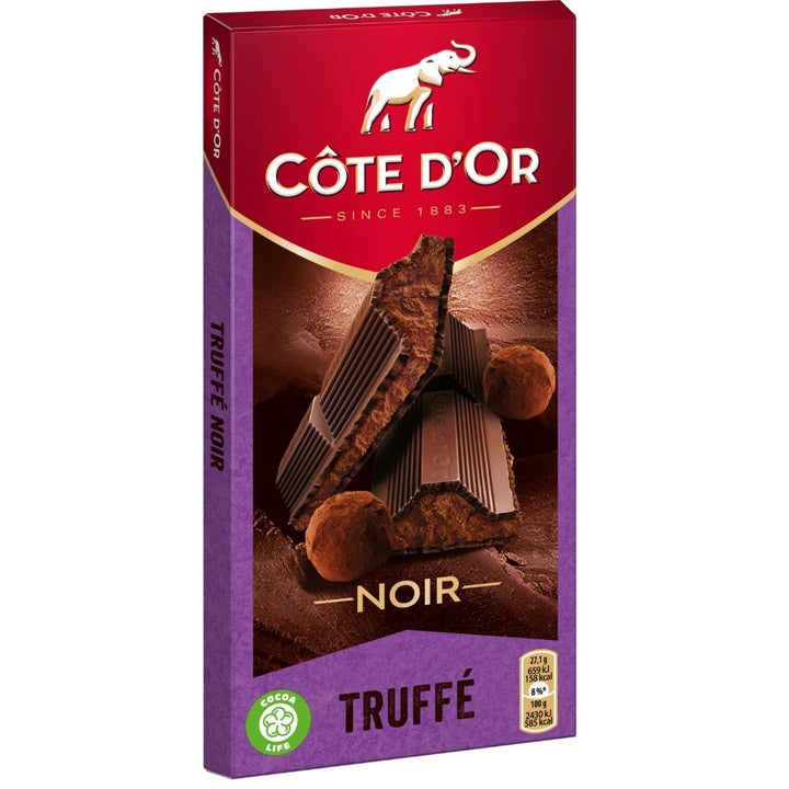 Cote d'Or Truffe Noir Dark Chocolate with Truffle Filling, 190g