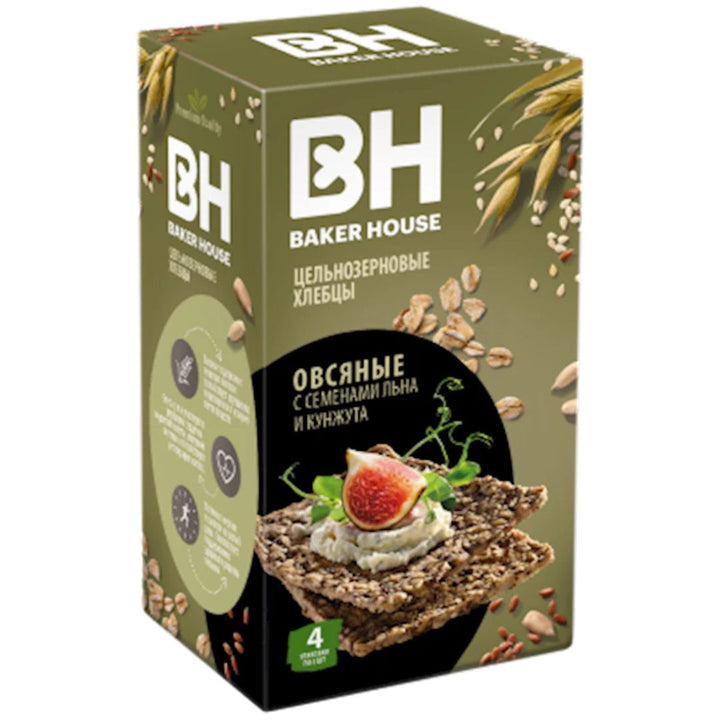 Baker House Whole Grain Crispbreads- Oat With Seeds of Flax & Sesame, 180g