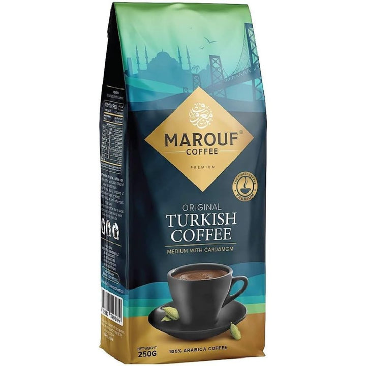 Marouf Turkish Coffee, Medium Blend with Cardamom, 250g