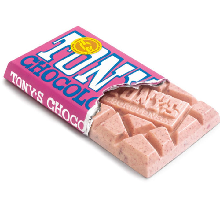 Tony's Chocolonely White Raspberry Popping Candy Chocolate, 180g