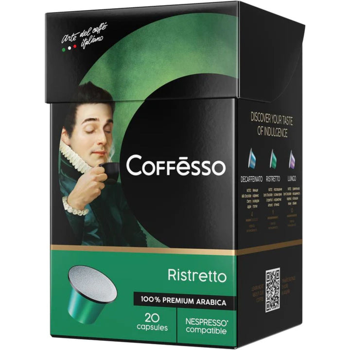 Coffesso Ristretto Blend 100% Arabica Coffee 20 Capsules, Nespresso Compatible, 100g