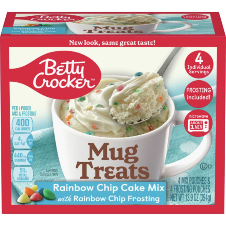 Betty Crocker Rainbow Chip Cake Mix Mug Treats with Rainbow Chip Topping, 394g