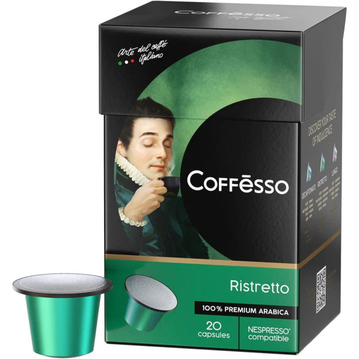 Coffesso Ristretto Blend 100% Arabica Coffee 20 Capsules, Nespresso Compatible, 100g