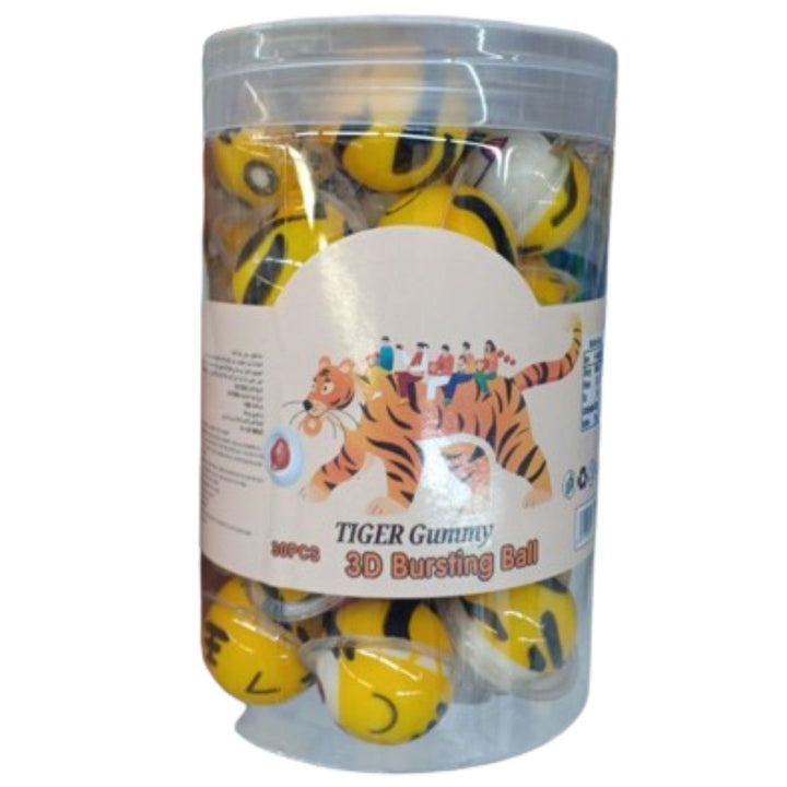 3D Bursting Ball Tiger Gummy, 30Pcs