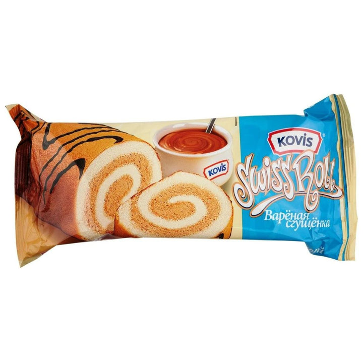 Kovis Swiss Roll Biscuit With Cream Boiled Condensed Milk, 175g