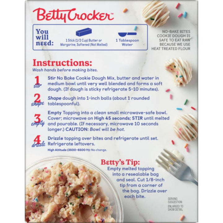 Betty Crocker No-Bake Bites Cookie Dough, Birthday Cake with Vanilla Flavored Drizzle, 345g