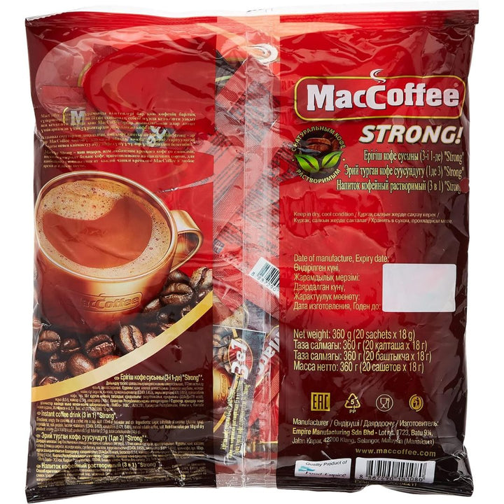 MacCoffee Strong Coffee 3in1 Cappuccino Instant Mix 20 Sachet, 360g