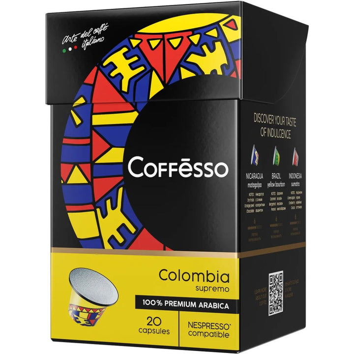 Coffesso Colombia Supreme 100% Arabica Coffee 20 Capsules, Nespresso Compatible, 100g