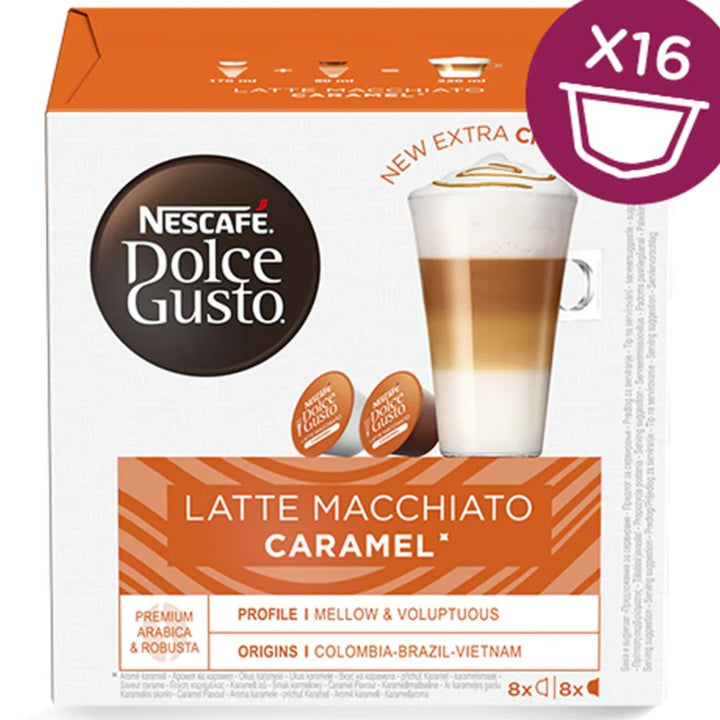 Nescafe Dolce Gusto Latte Macchiato Caramel Coffee 16 Capsules, 145.6g