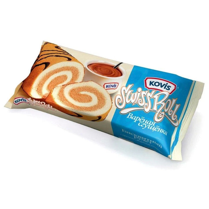 Kovis Swiss Roll Biscuit With Cream Boiled Condensed Milk, 175g