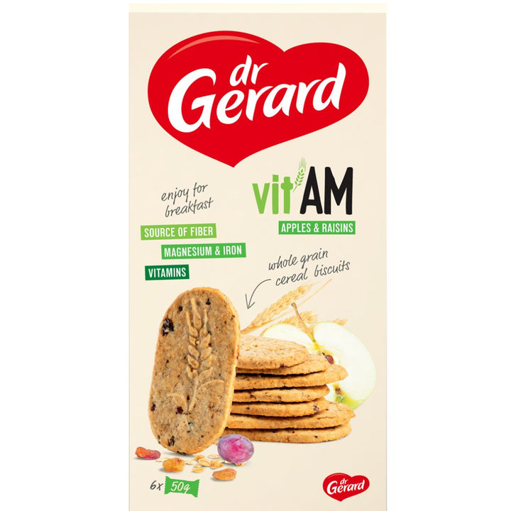 Dr.Gerard Vitam Apples & Raisins Whole Grain Cereal Biscuits, 6 x 50g