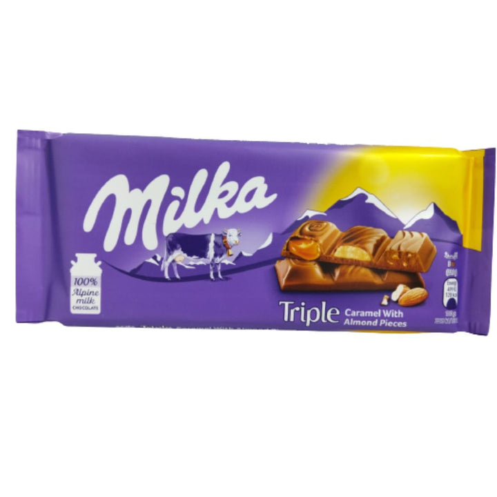 Milka Triple Caramel With Almond Pieces, 100g