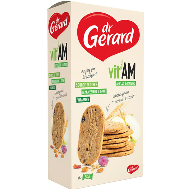 Dr.Gerard Vitam Apples & Raisins Whole Grain Cereal Biscuits, 6 x 50g