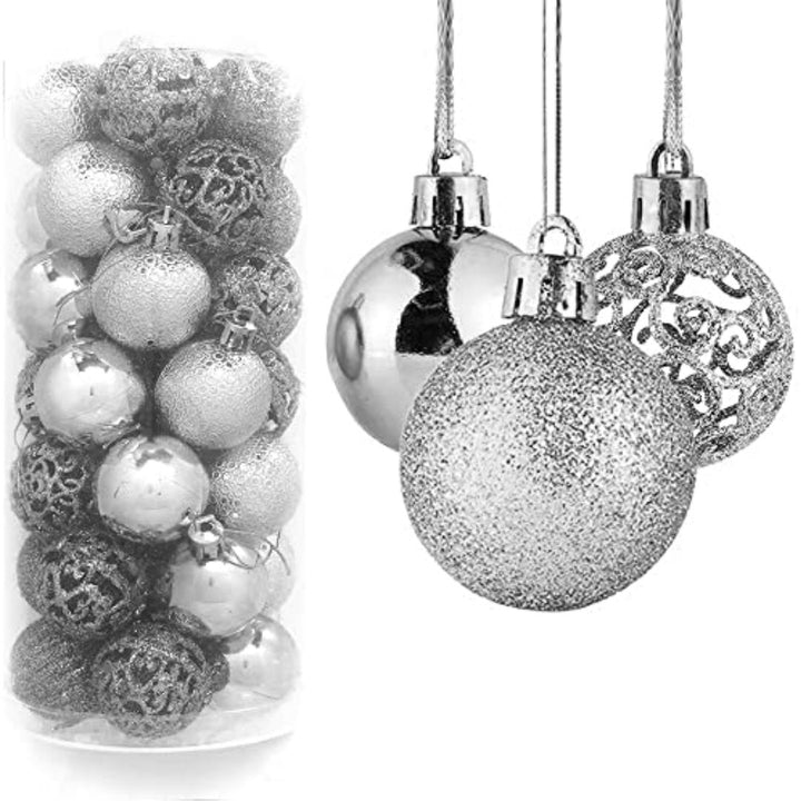 Sheen Christmas Ball Ornaments Decoration for Christmas Tree Decor (Silver), 4cm, 35Pc