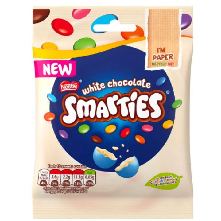 Nestle New Smarties White Chocolate Bag, 100g