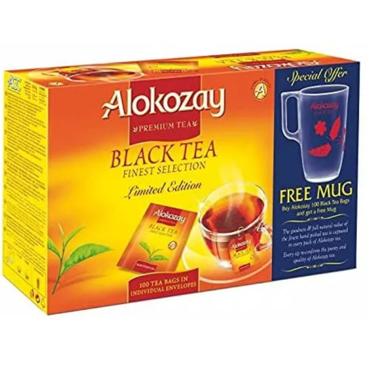 Alokozay Black Tea 100 Tea Bag + Mug, 200g