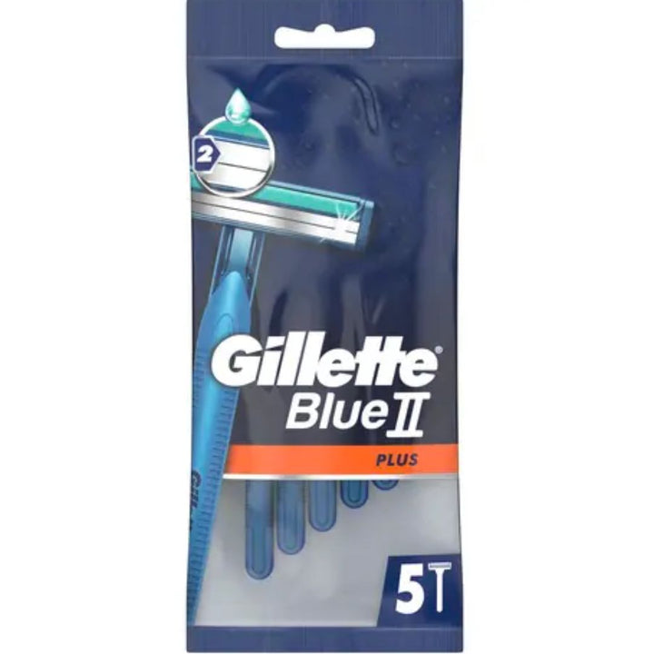 Gillette Blue II Plus Men's Disposable Razors, 5 count