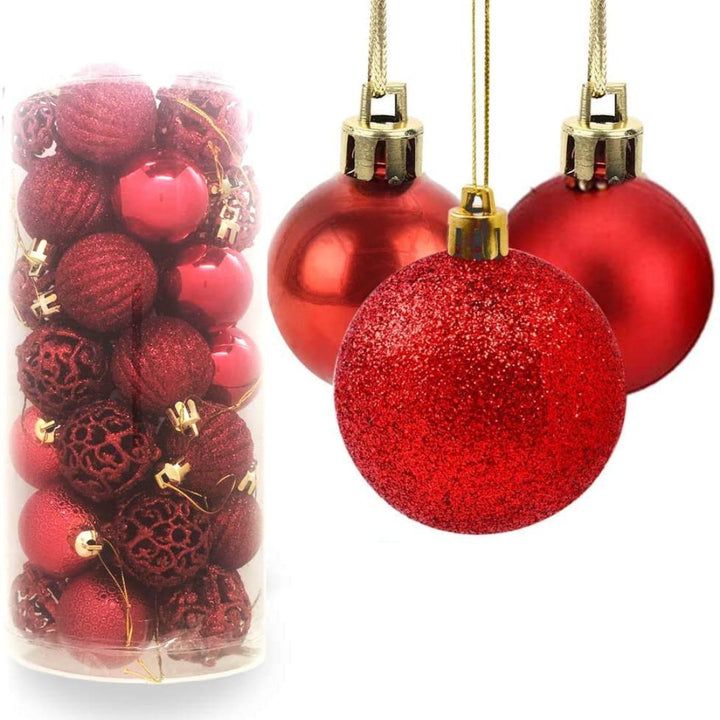 Sheen Christmas Ball Ornaments Decoration for Christmas Tree Decor (Red), 4cm, 35Pc