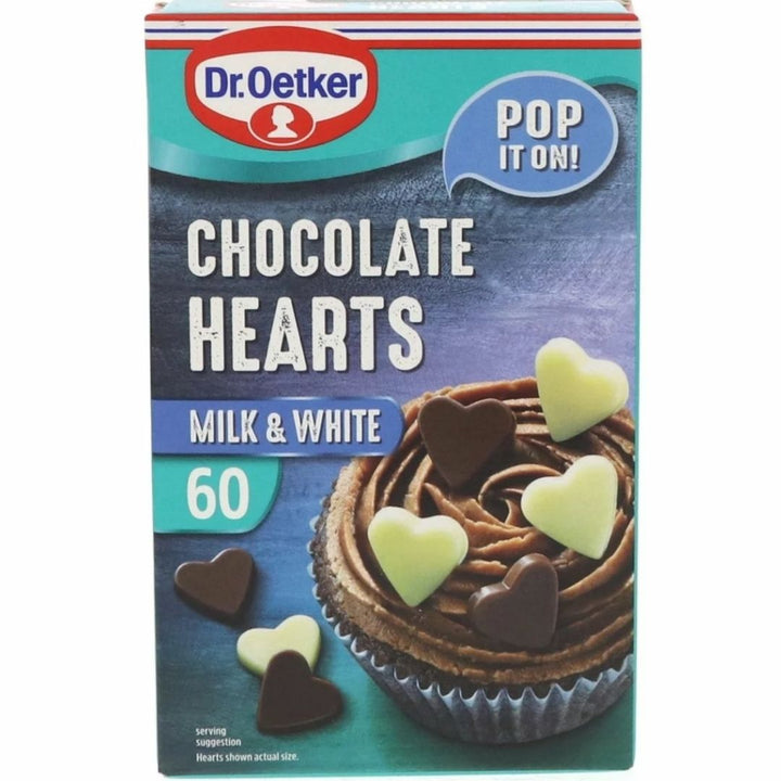 Dr. Oetker Milk And White Chocolate Hearts, 40g