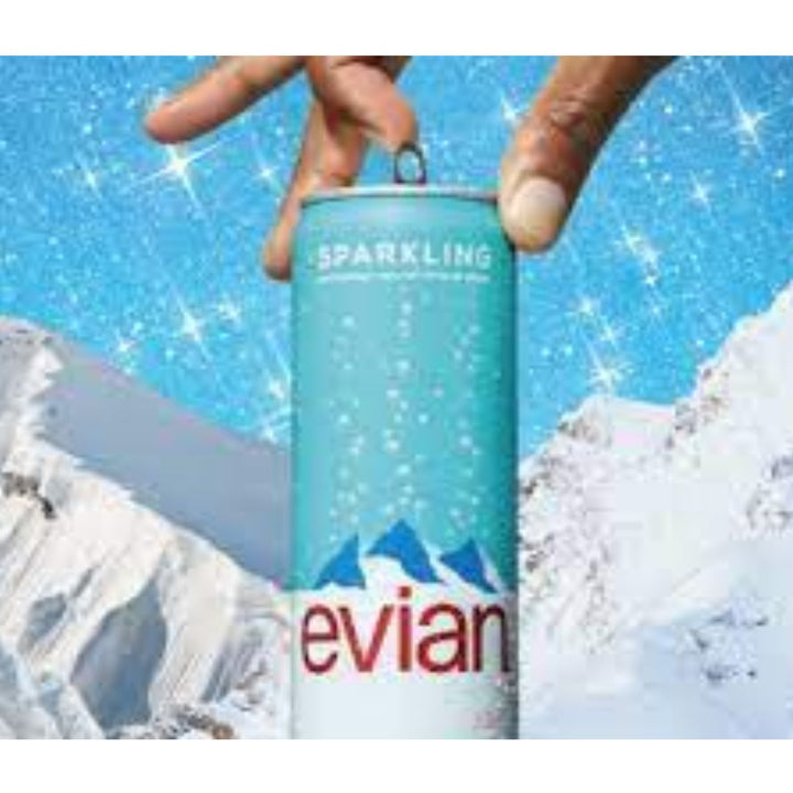 Evian Sparkling Carbonated Natural Mineral Water, 33cl