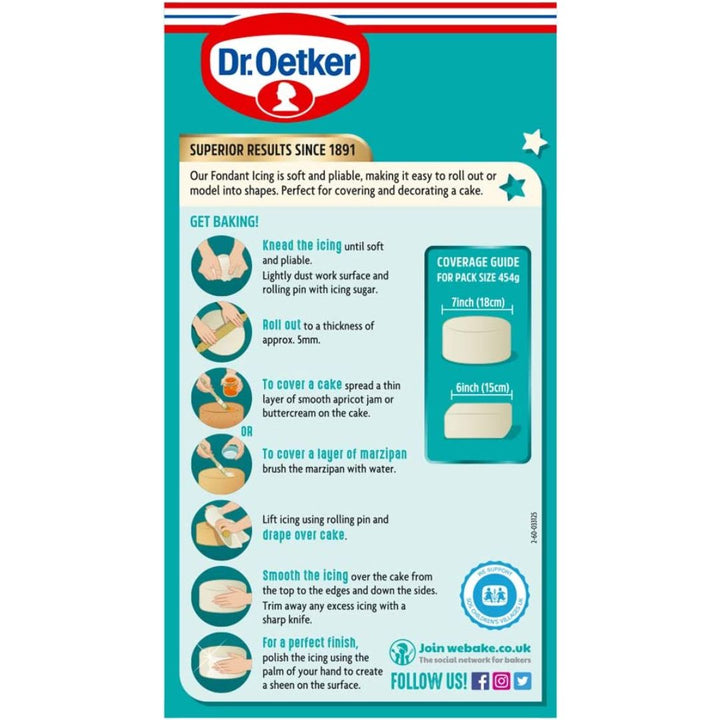 Dr.Oetker Ready To Roll Soft Fondant Icing - White, 454g