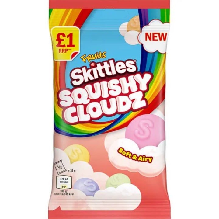 Skittles Squishy Cloudz Fruit Sweets Treat Bag, 35g