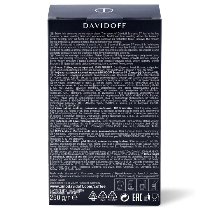 Davidoff Cafe Espresso 57 Dark & Chocolatey Ground Coffee, 250g