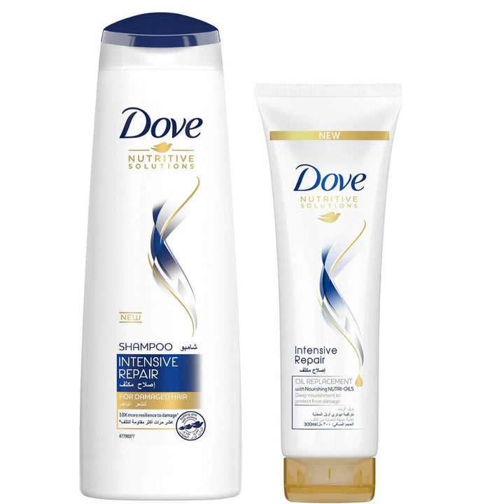 Dove Shampoo Intensive Repair, 400ml & Oil Replacement Intensive Repair, 300ml