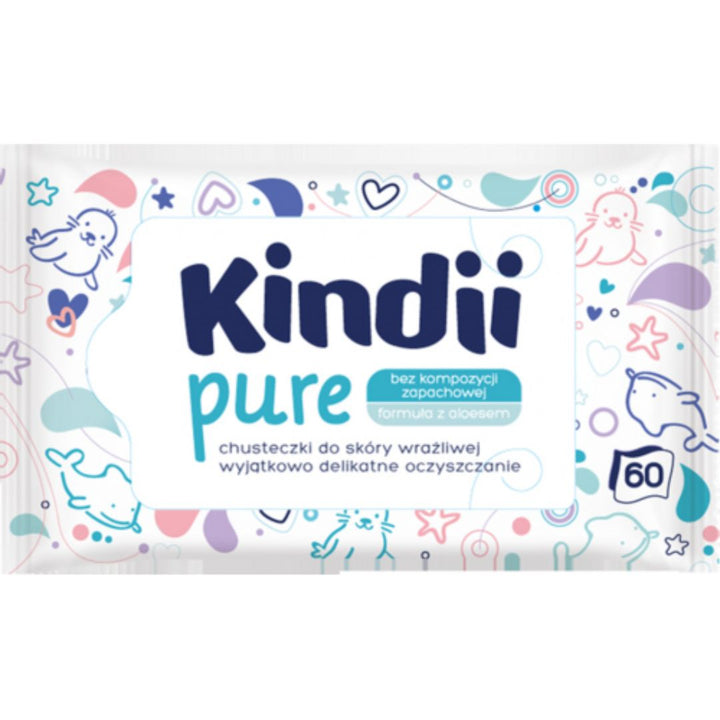 Kindii Pure Gentle Baby Wet Wipes, 60Wips