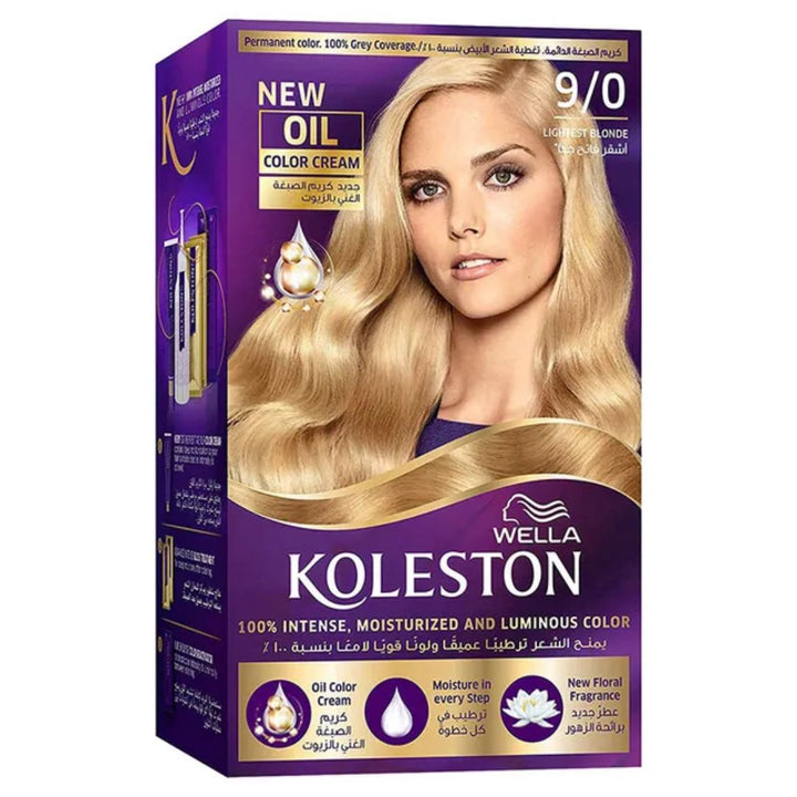 Wella - Koleston Permanent Color Cream 9/0 Lightest Blonde, 50+50+22+2x10ml