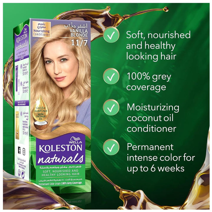 Wella Koleston Naturals Hair Color 11/7 Vanilla Blonde, 50+50+10ml