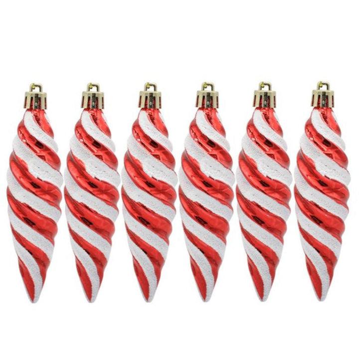 Spiral Shape Design Xmas Hanging Ornaments Red, 6Pcs, 6cm