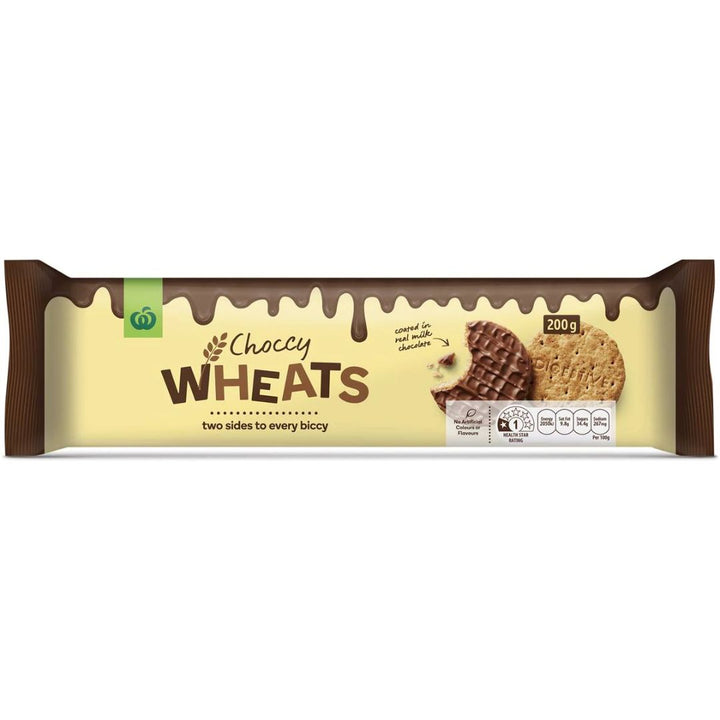 Woolworths Choccy Wheats Biscuit, 200g