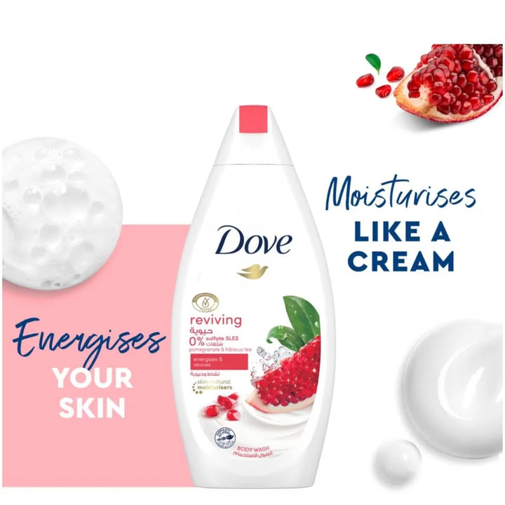 Dove Rejuvenating Body Wash Energizes & Revives Skin Pomegranate and Hibiscus Tea, 250ml