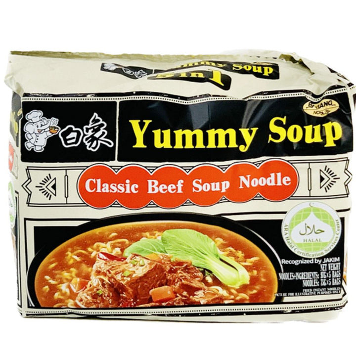 Baixiang Yummy Soup Classic Beef Flavour Noodle Soup, 5x75g