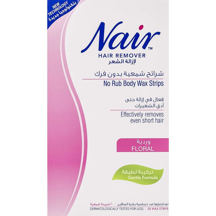 Nair Hair Removal Floral Fragrance Body Wax Strips, 20 Strips