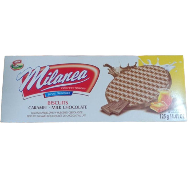 Milanea Biscuits Caramel Milk Chocolate, 125g