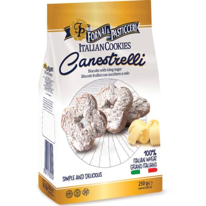 Fornai & Pasticceri Italian Cookies Canestrelli Biscuit with Icing Sugar, 250g