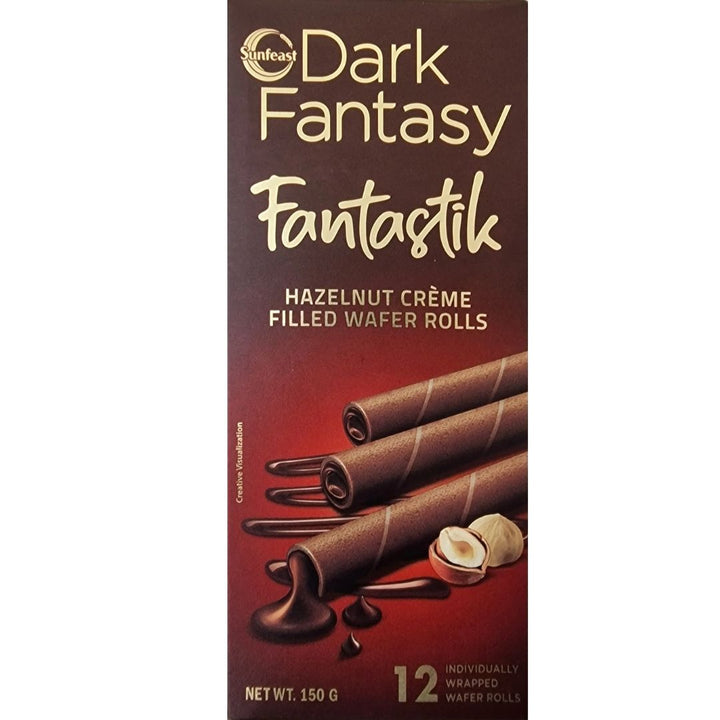 Sunfeast Dark Fantasy Fantastik Hazelnut Creme Filled Wafer Rolls, 150g