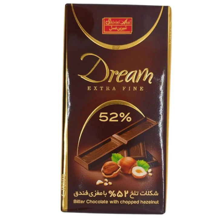 Dream Extra Fine Bitter Chocolate 52% with Chopped Hazelnut, 60g x6