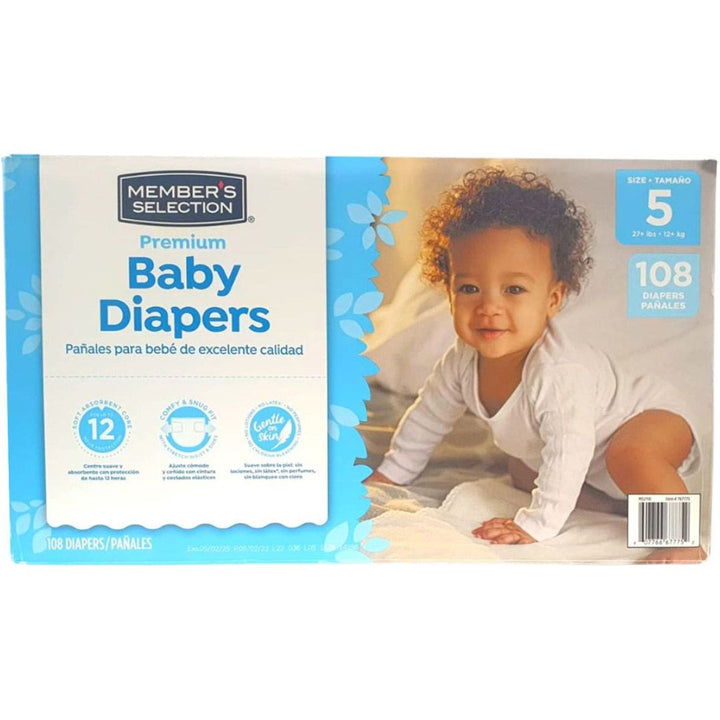 Member's Selection Premium Baby Diapers, Size 5, 12+kg, 108 Diapers