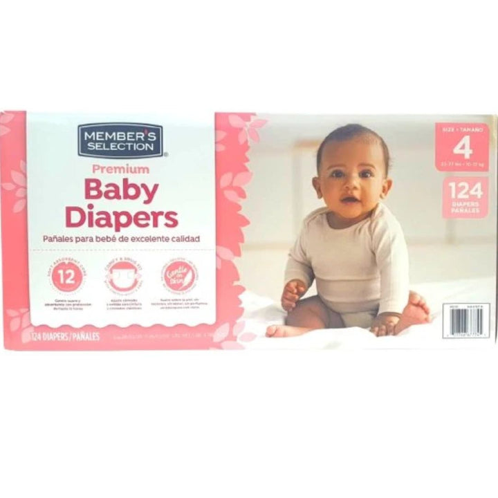 Member's Selection Premium Baby Diapers, Size 4, 10-17kg, 124 Diapers