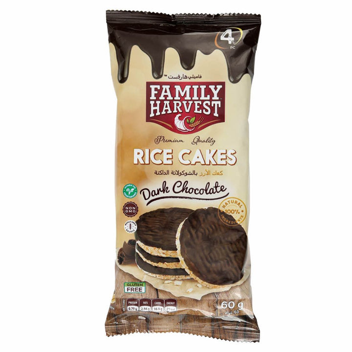 Family Harvest Rice Cakes Dark Chocolate, 60g