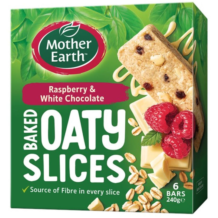 Mother Earth Baked Oaty Slices Raspberry & White Chocolate, 240g