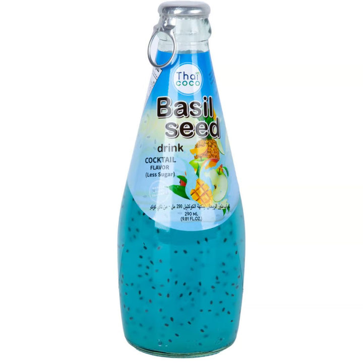 Thai Coco Basil Seed Drink Cocktail Flavor Less Sugar, 290ml