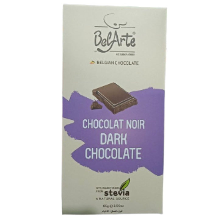 Bel Arte Belgian Chocolate Chocolat Noir Dark Chocolate with Stevia Sweeteners, 85g