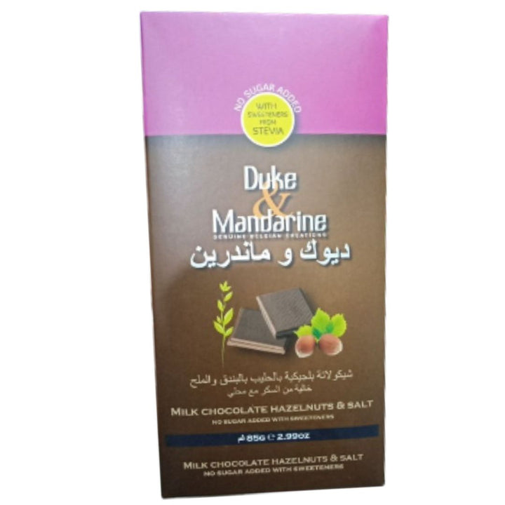 Duke & Mandarine Milk Chocolate Hazelnuts & Salt with  Sweeteners from Stevia, 85g