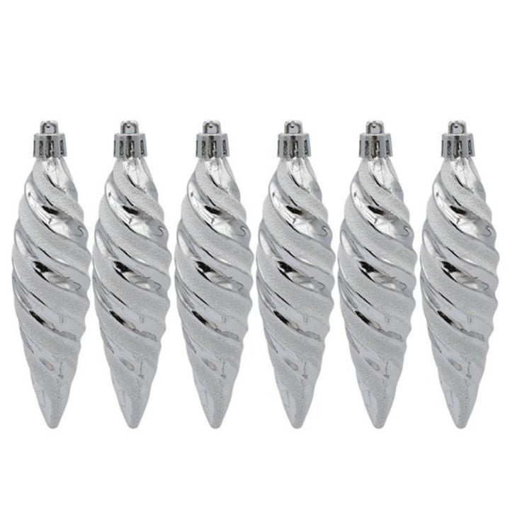 Spiral Shape Design Xmas Hanging Ornaments White, 6Pcs, 6cm