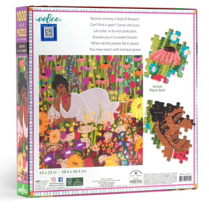 eeBoo Adult Jigsaw Puzzle Women in Flowers (14 years and Up), 1000 pieces