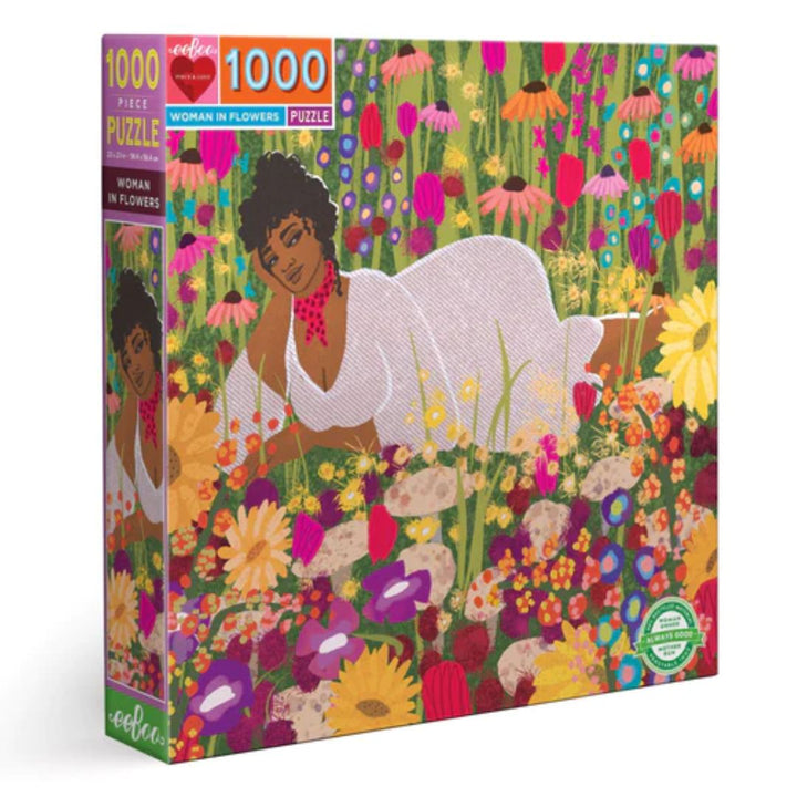 eeBoo Adult Jigsaw Puzzle Women in Flowers (14 years and Up), 1000 pieces